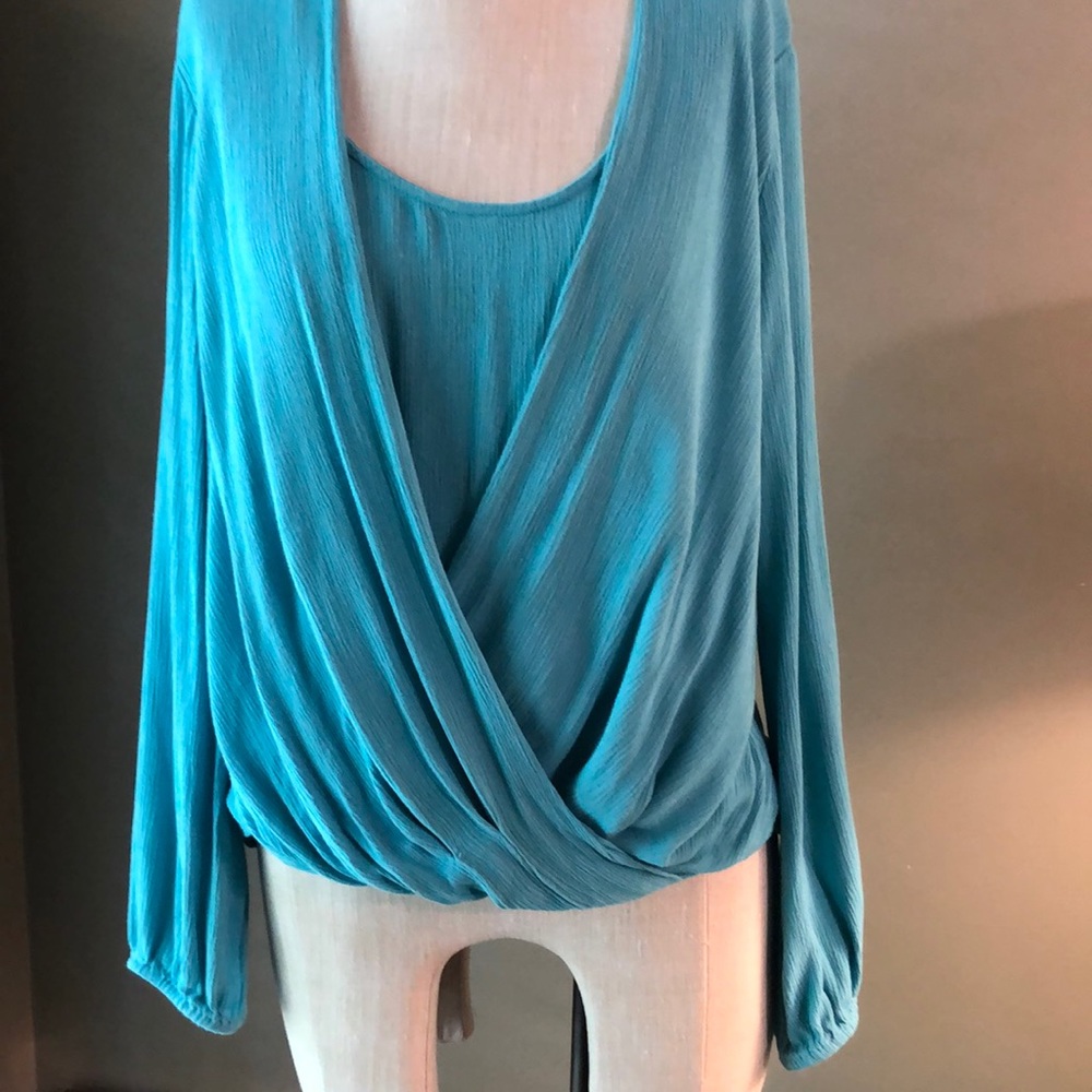 KarenKane turquoise gathered-waist top w/tank